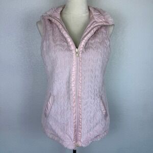 Casual Identity Reversible Quilted Pink Faux Fur & Puffer Vest Women's Size SM